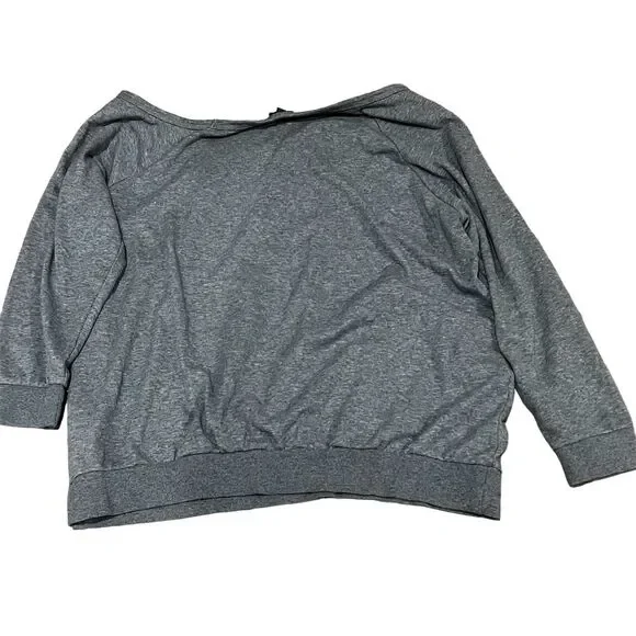 Torrid Women's Plus Size 3 Gray Off Shoulder Sweatshirt Pink Sequin Lips Casual - Picture 7 of 9